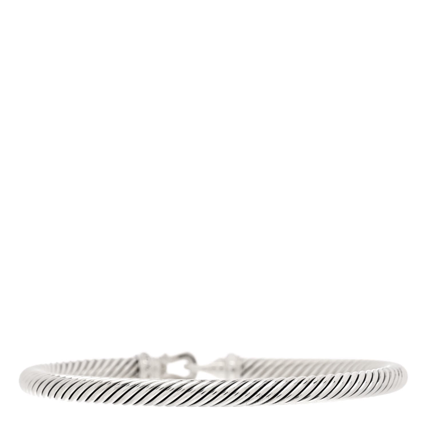 David Yurman Sterling Silver Diamond 5mm Cable Buckle Bracelet 2 of 3