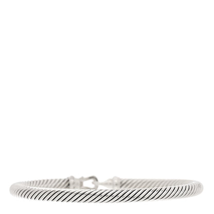 David Yurman Sterling Silver Diamond 5mm Cable Buckle Bracelet 2 of 3