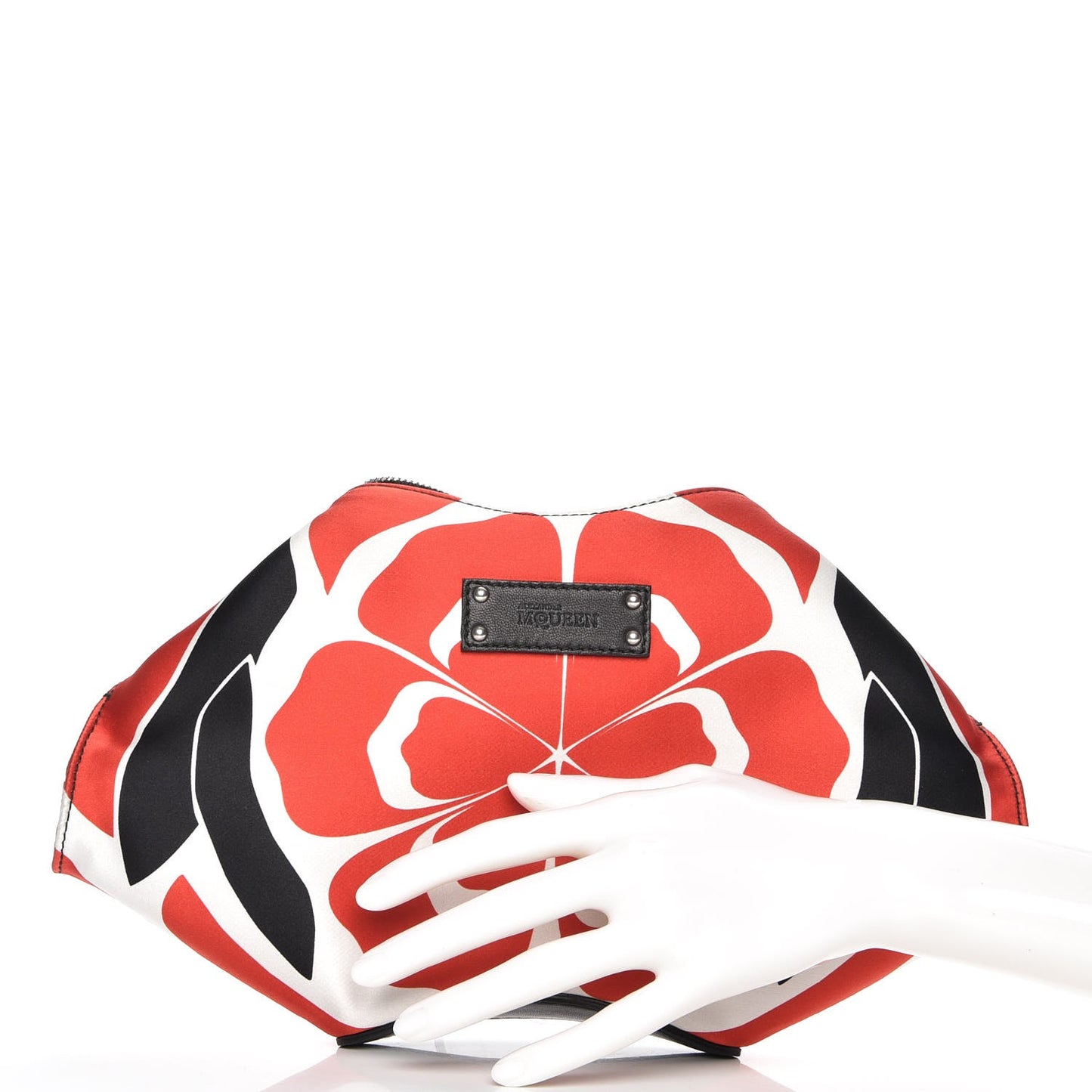 Silk Flower Collage De Manta Clutch Red Black White