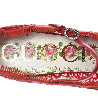 Gucci Lace Pizzo Venice Pumps 39 Hibiscus Red 6 of 8