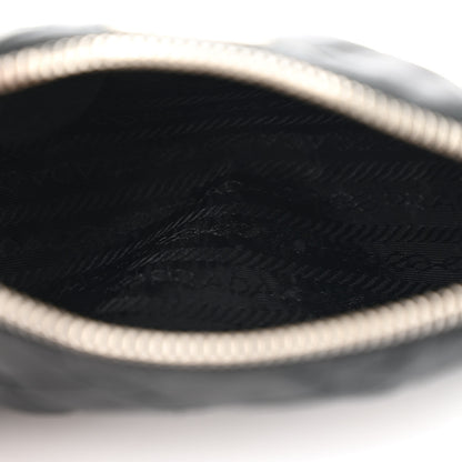 Prada Tessuto Nylon Saffiano Impunturato Quilted Barrel Pochette Black 5 of 14