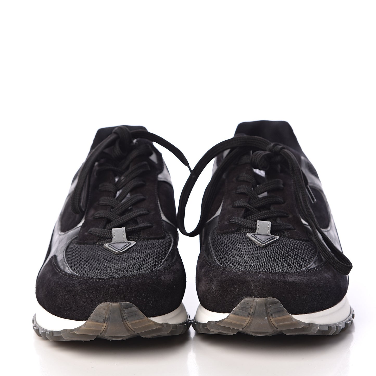 Suede Damier Infini Run Away Sneakers 6.5 Black