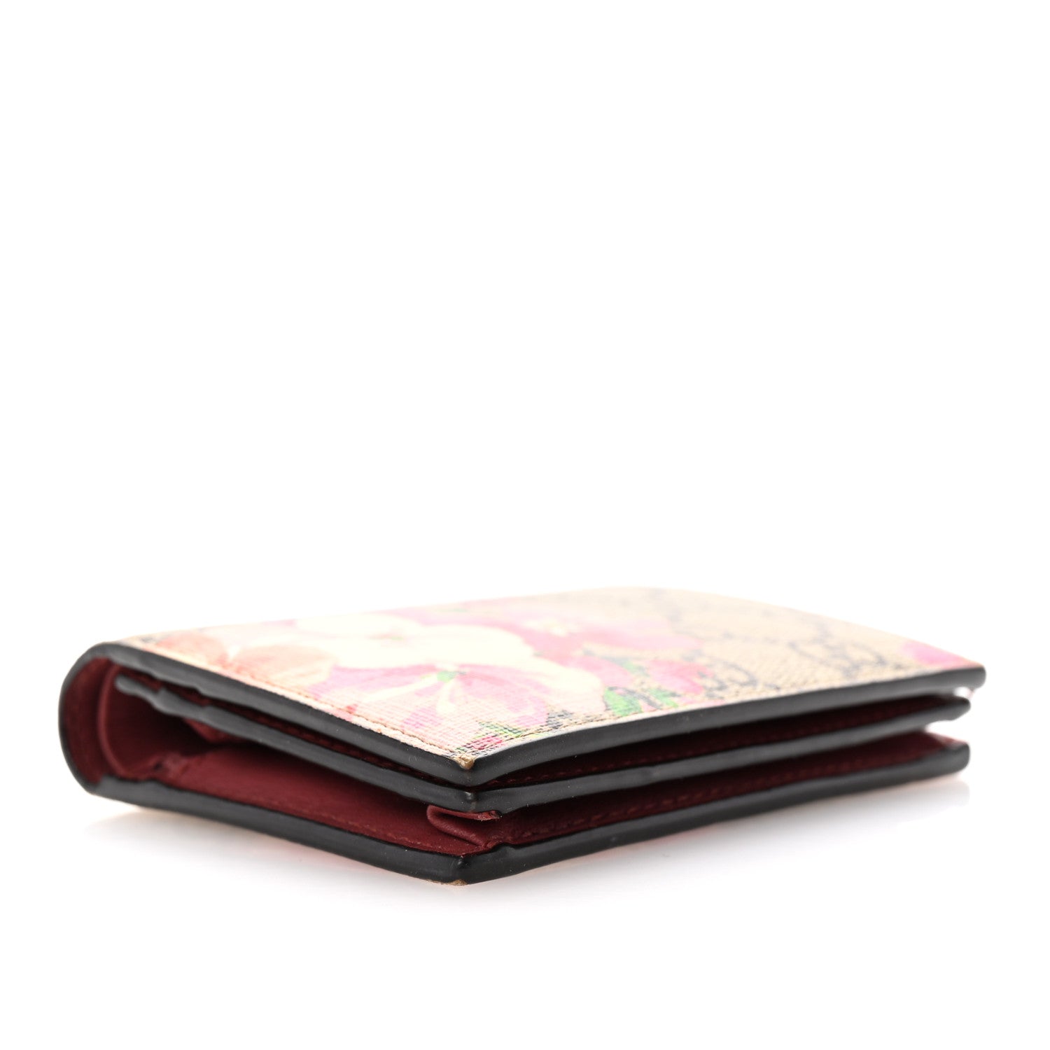 Gucci GG Supreme Monogram Blooms Card Case Wallet Beige Multicolor Dry Rose 4 of 7