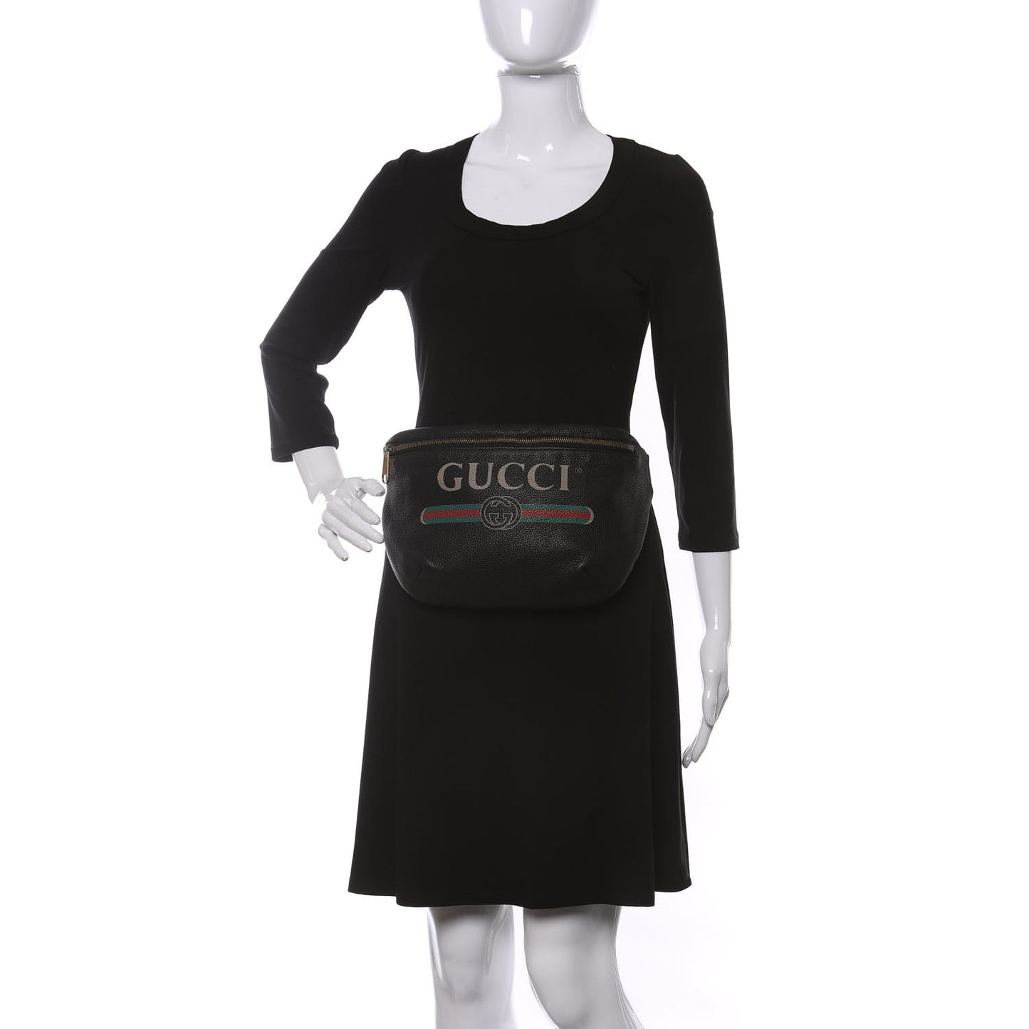 Grained Calfskin Logo Belt Bag Black