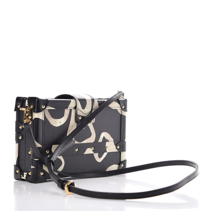 Louis Vuitton Calfskin Petite Malle Black White 3 of 7
