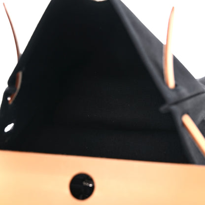 Hermes Toile Vache Calfskin Herbag 30 PM Black Natural 6 of 14