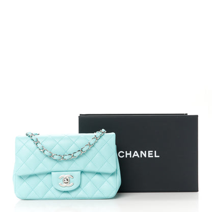Chanel Lambskin Quilted Mini Rectangular Flap Light Blue 12 of 12