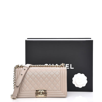 Chanel Caviar Quilted Medium Boy Flap Dark Beige 8 of 8