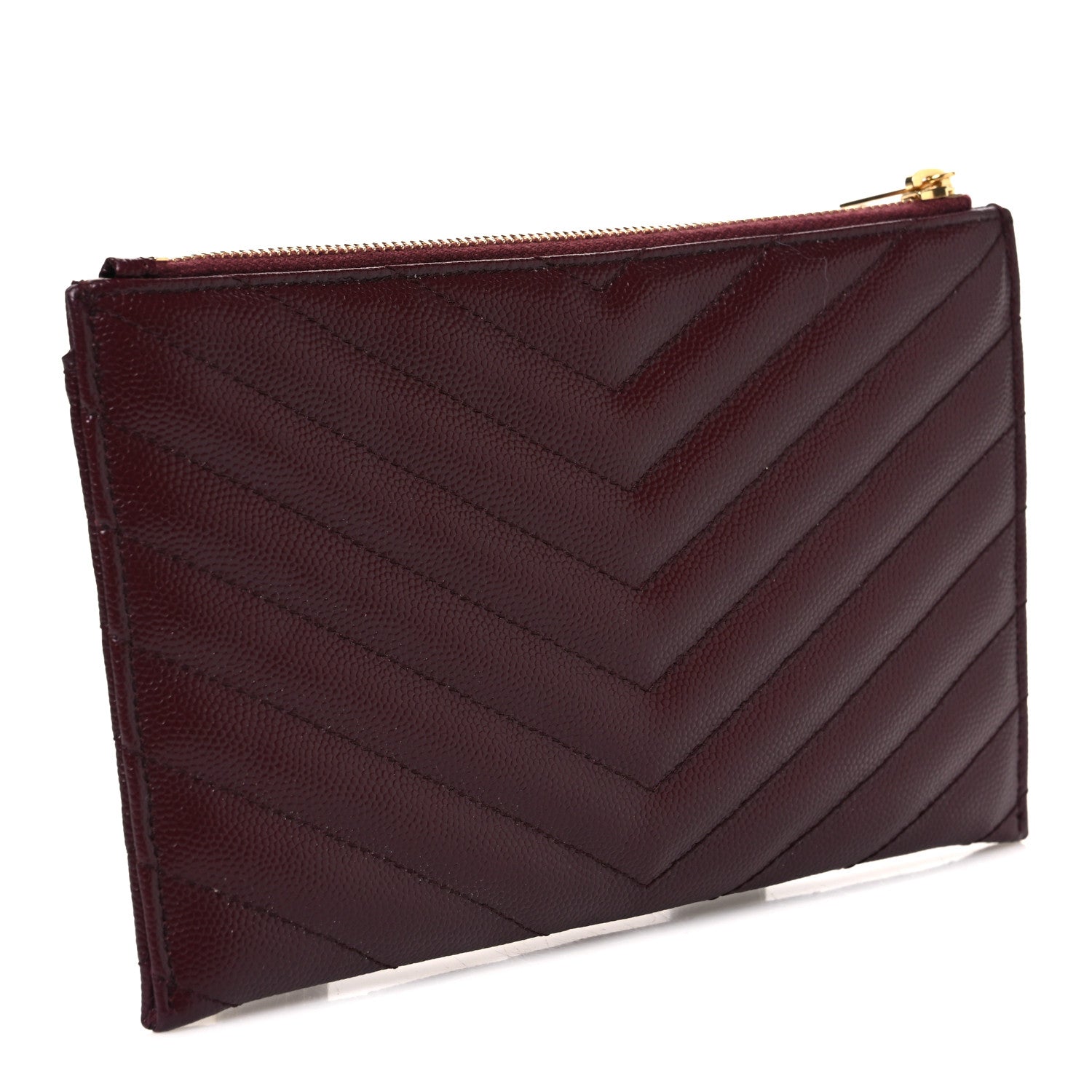 Saint Laurent Grain De Poudre Matelasse Chevron Monogram Bill Pouch Rouge Legion 3 of 7