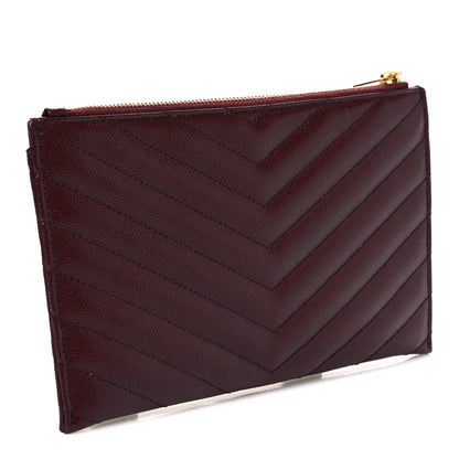 Saint Laurent Grain De Poudre Matelasse Chevron Monogram Bill Pouch Rouge Legion 3 of 7
