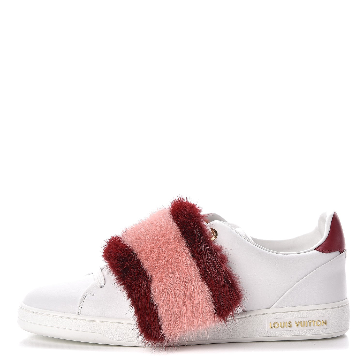 Louis Vuitton Calfskin Mink Fur Frontrow Sneakers 38.5 White 1 of 8