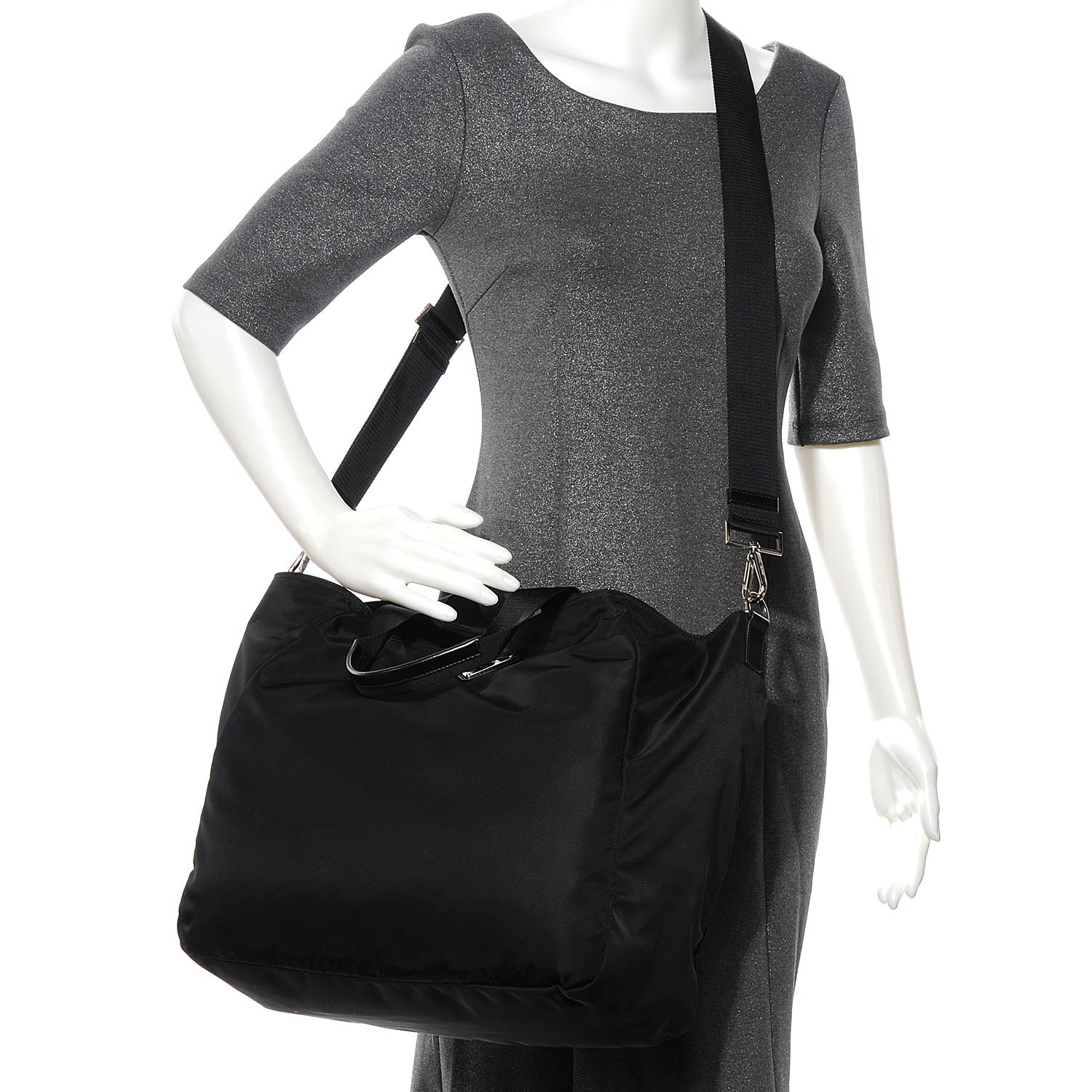 Prada Tessuto Nylon Large Tote Nero Black 2 of 11