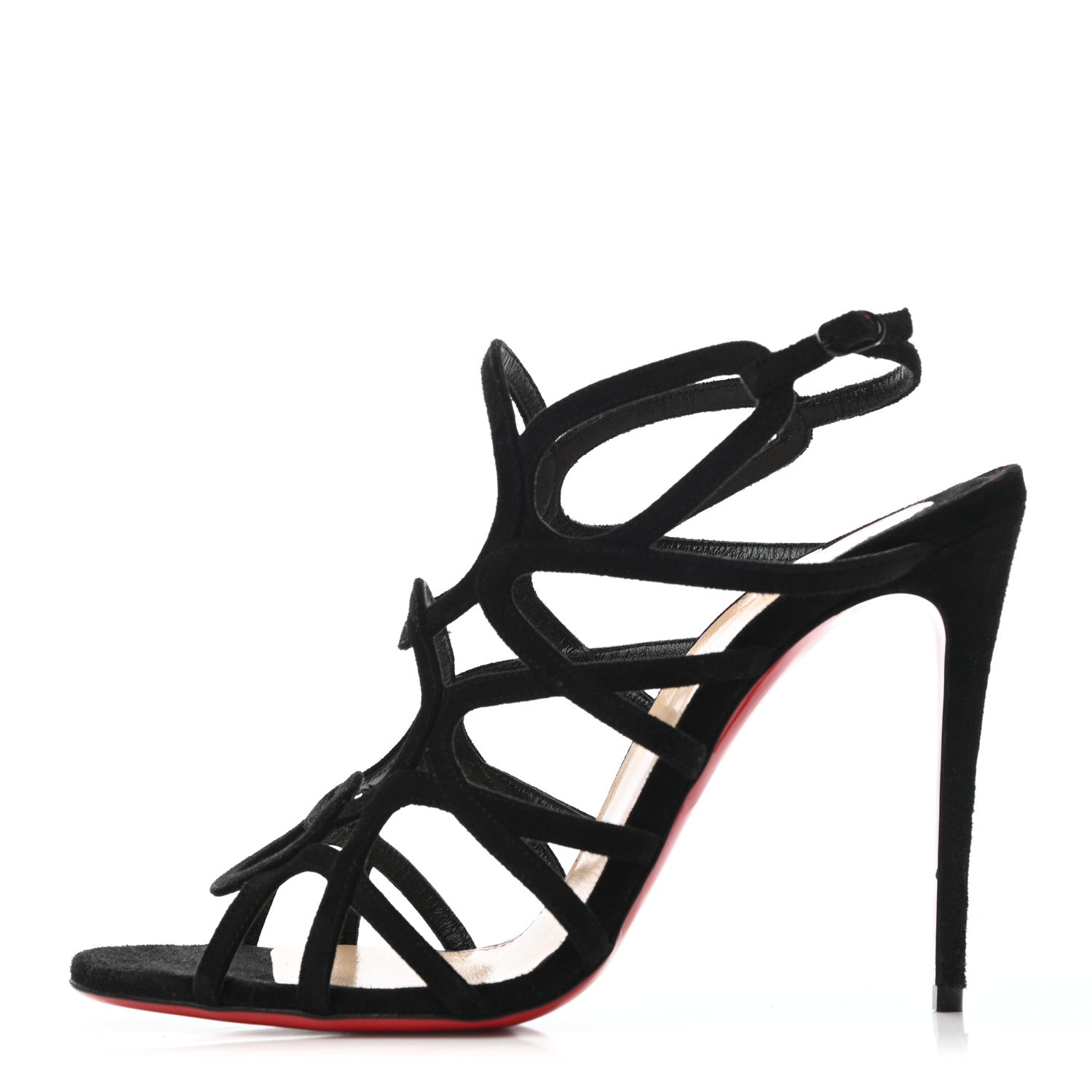 Christian Louboutin Strass Suede Circonvolu 85 Sandals Heels 39.5 Black 1 of 7