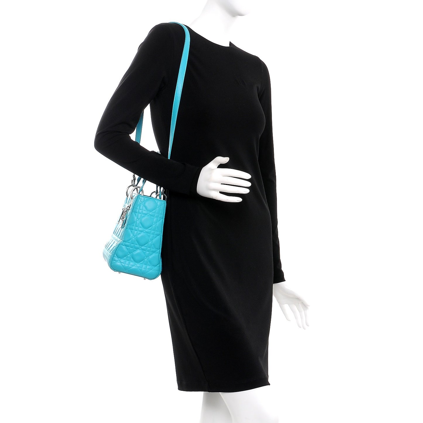 Lambskin Cannage Medium Lady Dior Turquoise