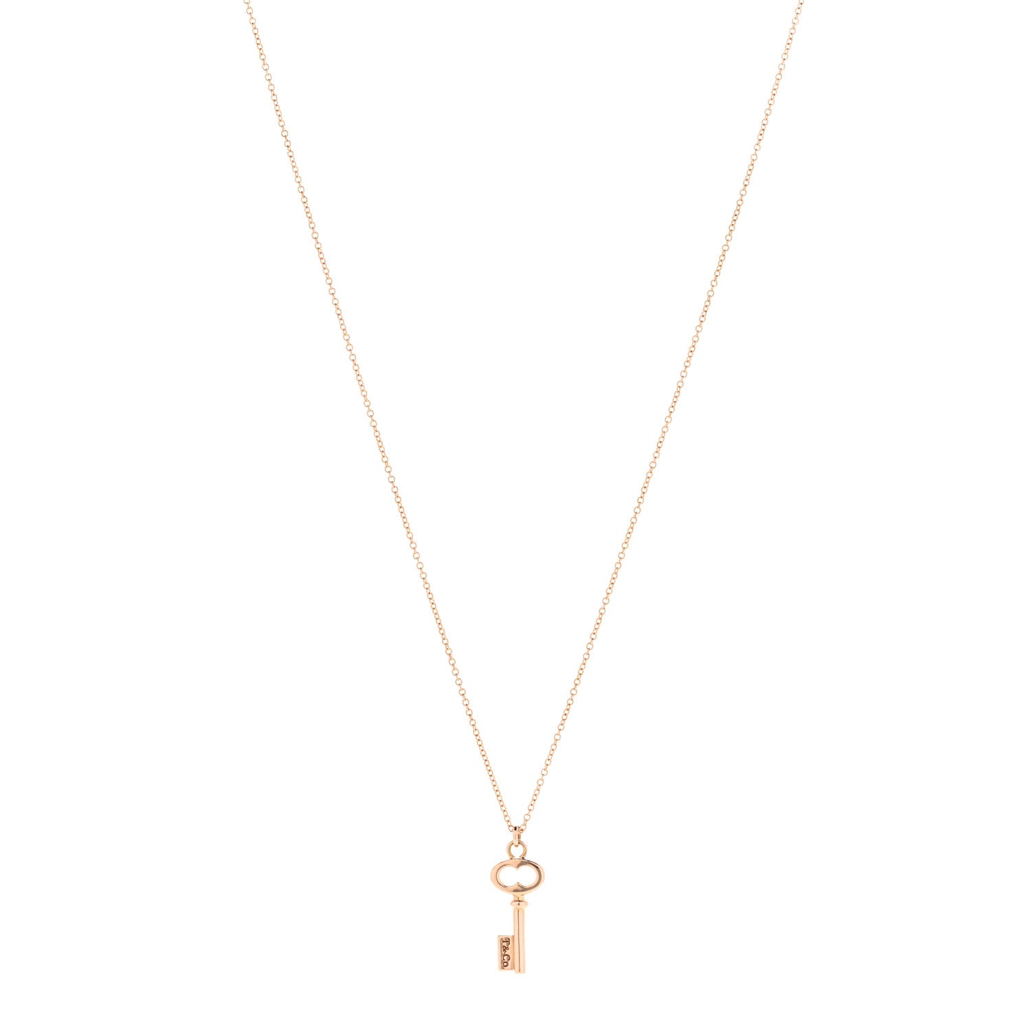 Tiffany 18K Rose Gold Mini Key Pendant Necklace 1 of 5