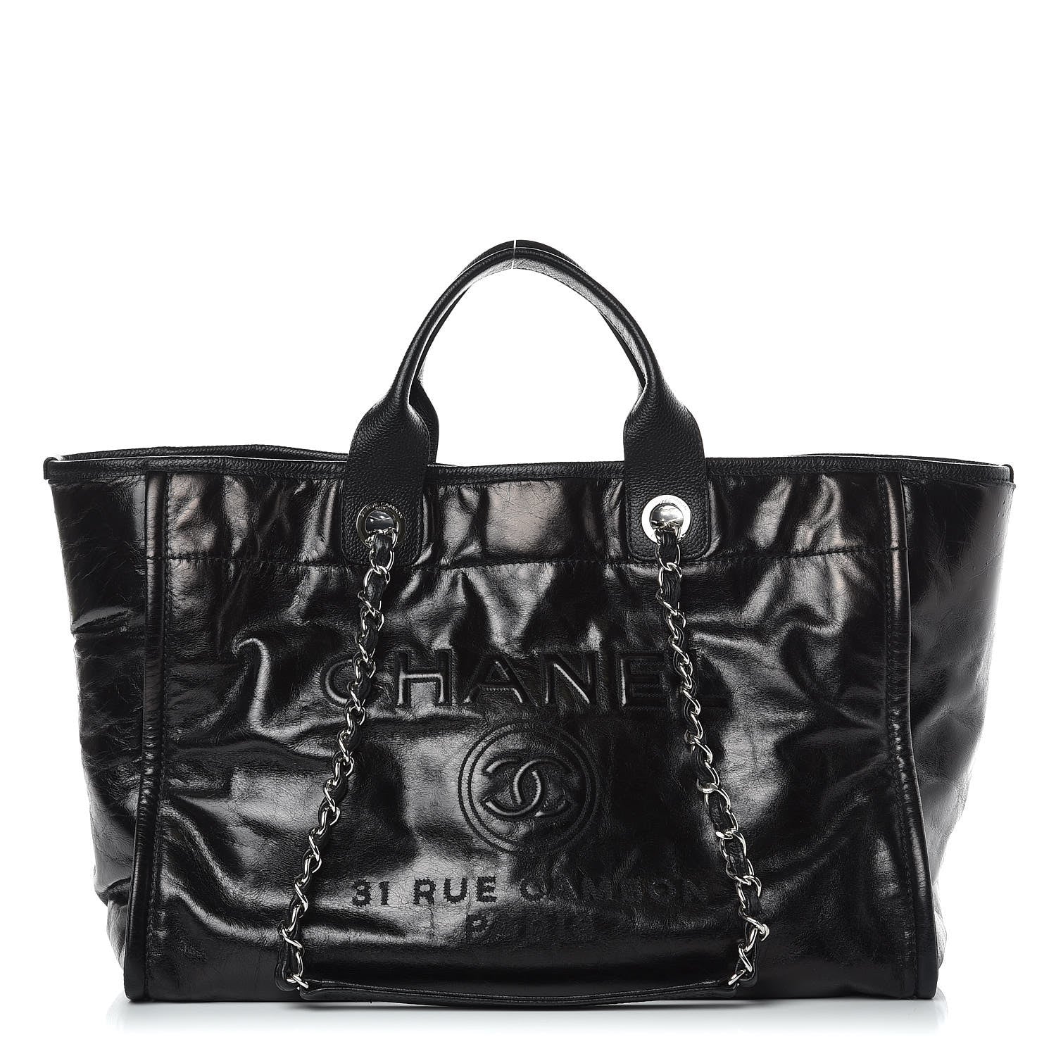 Chanel Glazed Calfskin Large Deauville Tote Black 1 of 9