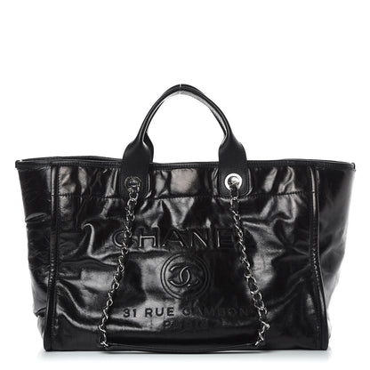 Chanel Glazed Calfskin Large Deauville Tote Black 1 of 9