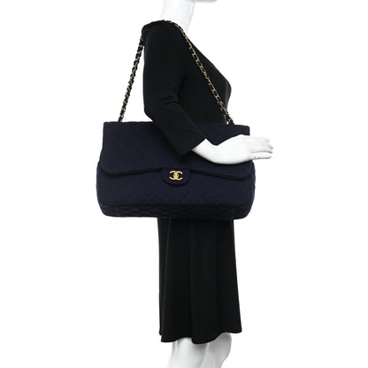Chanel Jersey Quilted XL Jumbo Flap Navy 3 of 10
