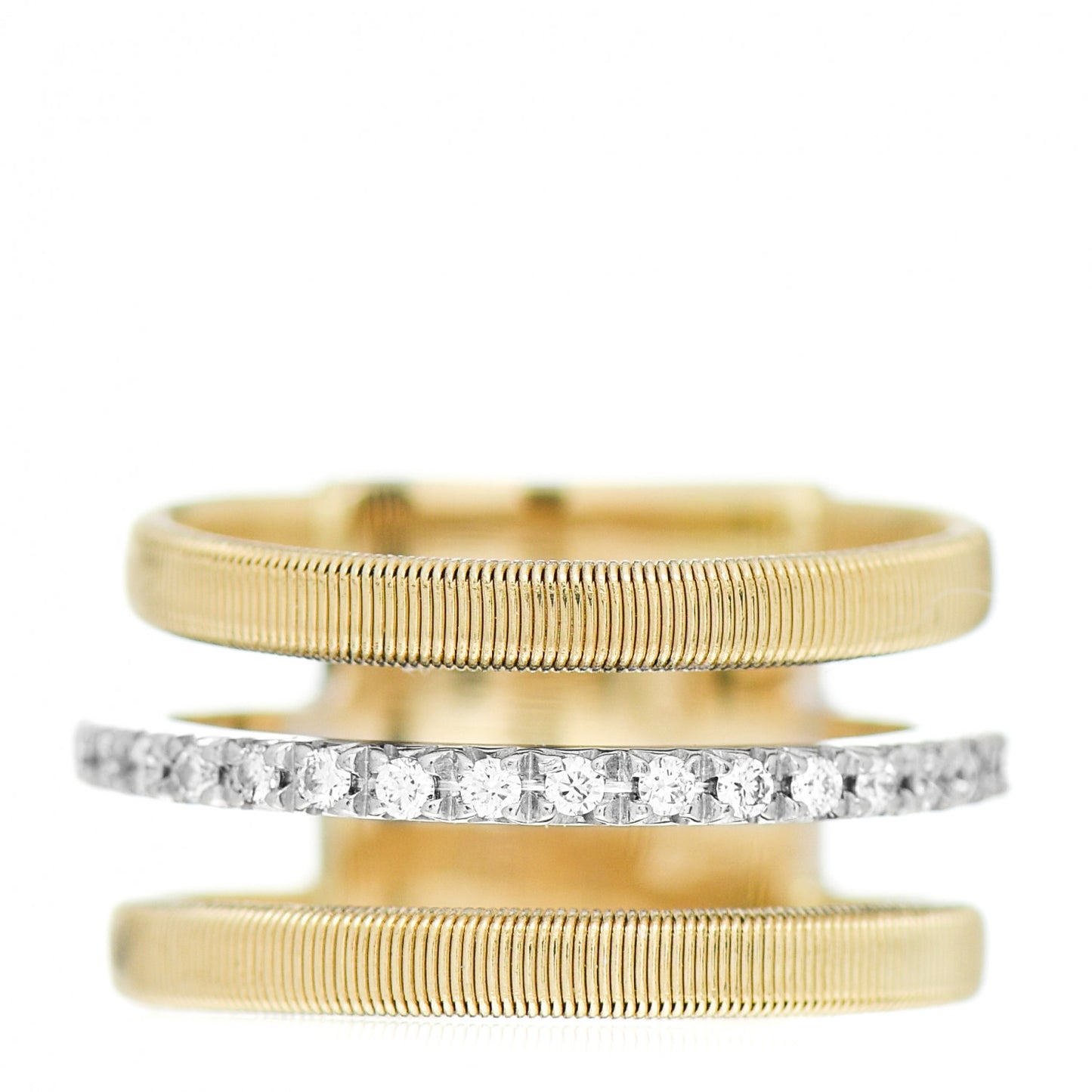 18K Yellow White Gold Diamond Triple Masai Ring 50 5.5