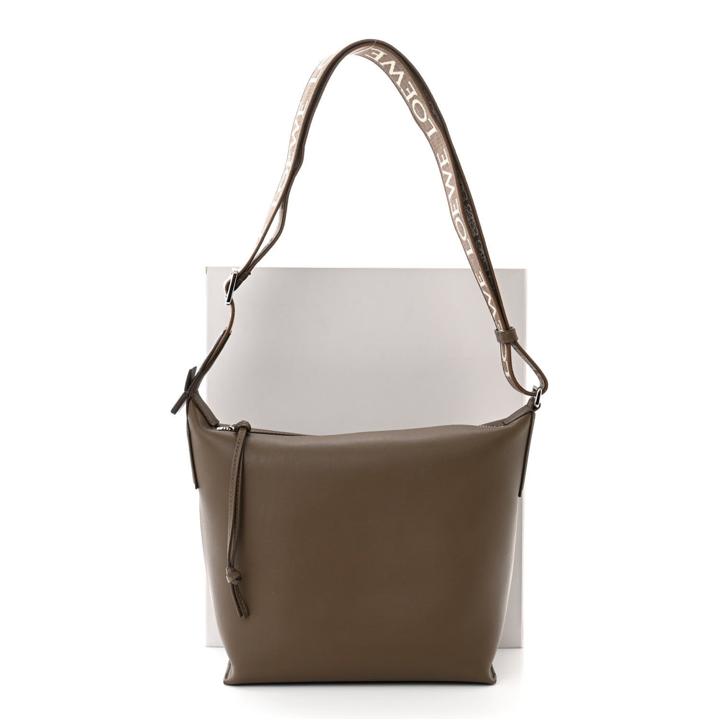 Supple Smooth Calfskin Jacquard Small Cubi Crossbody Bag Winter Brown