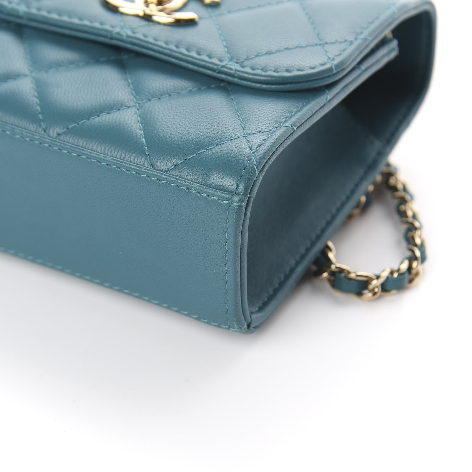 Chanel Lambskin Quilted Mini Trendy CC Chain Wallet Blue 8 of 8