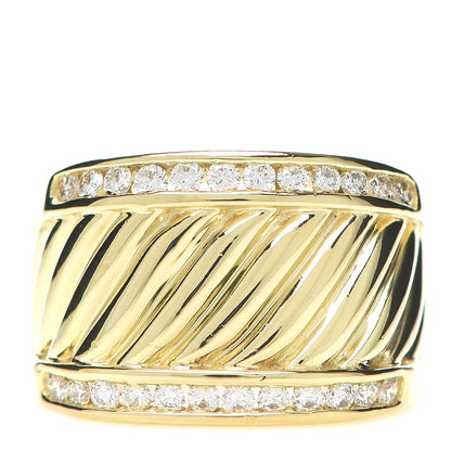 David Yurman 18K Yellow Gold Diamond Cable Cigar Band Ring 52 6 1 of 8