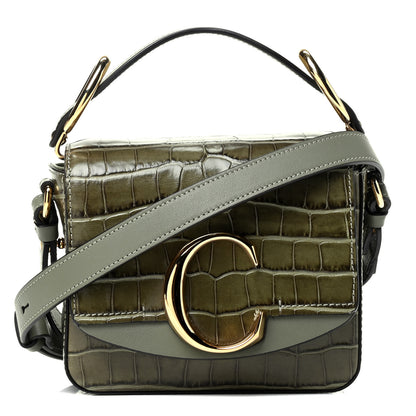 Chloe Calfskin Crocodile Embossed Mini C Double Carry Misty Forest 1 of 4