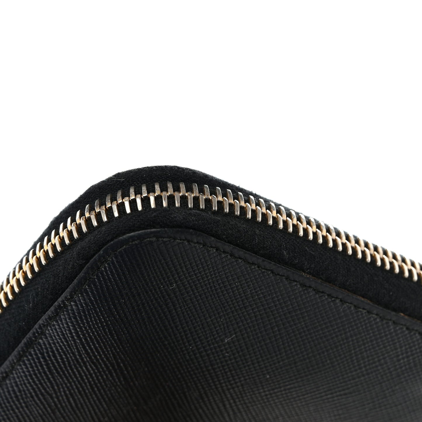 Saffiano Metal Zip Around Wallet Black
