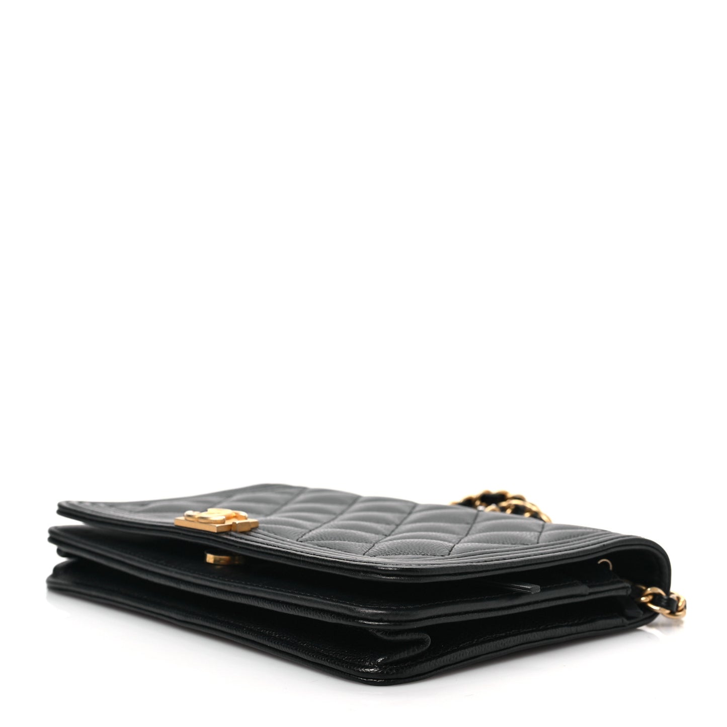 Caviar Quilted Boy Wallet On Chain WOC Black