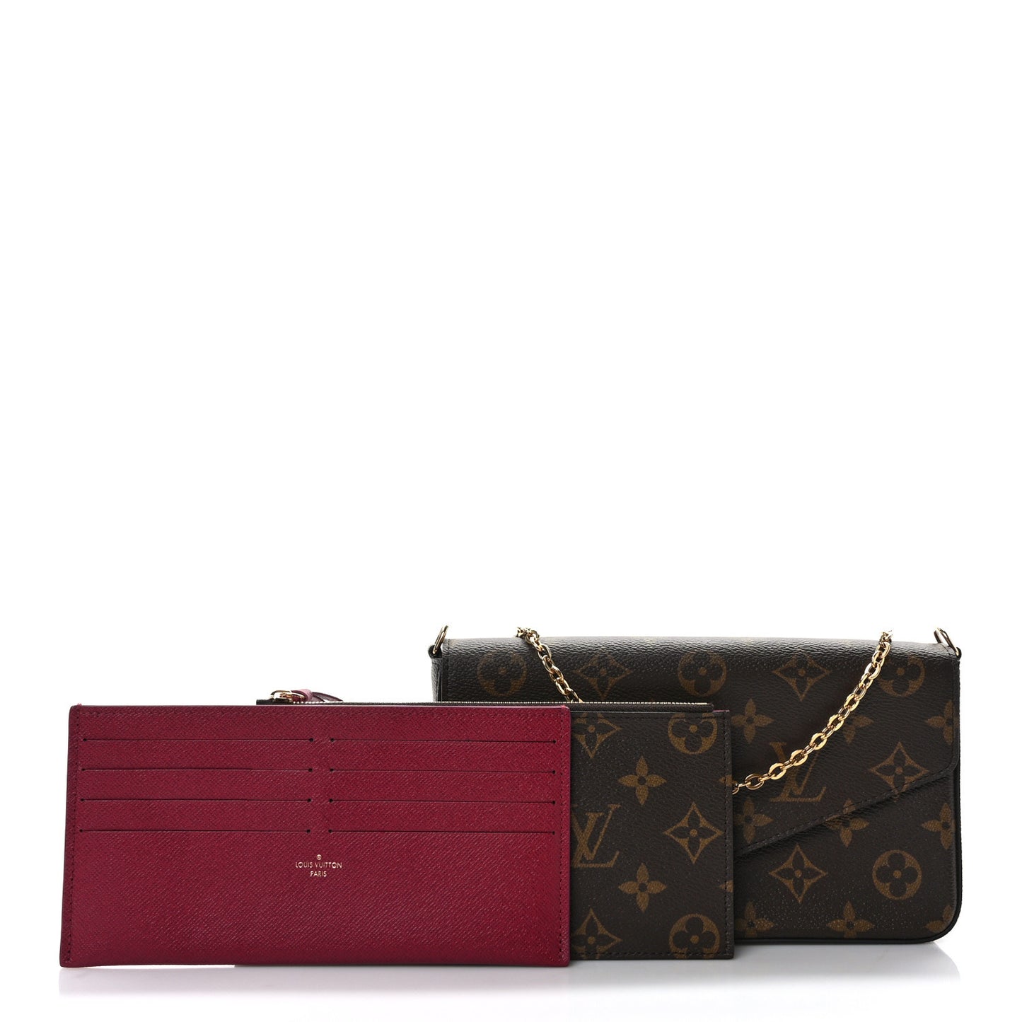 Monogram Pochette Felicie Chain Wallet Fuchsia