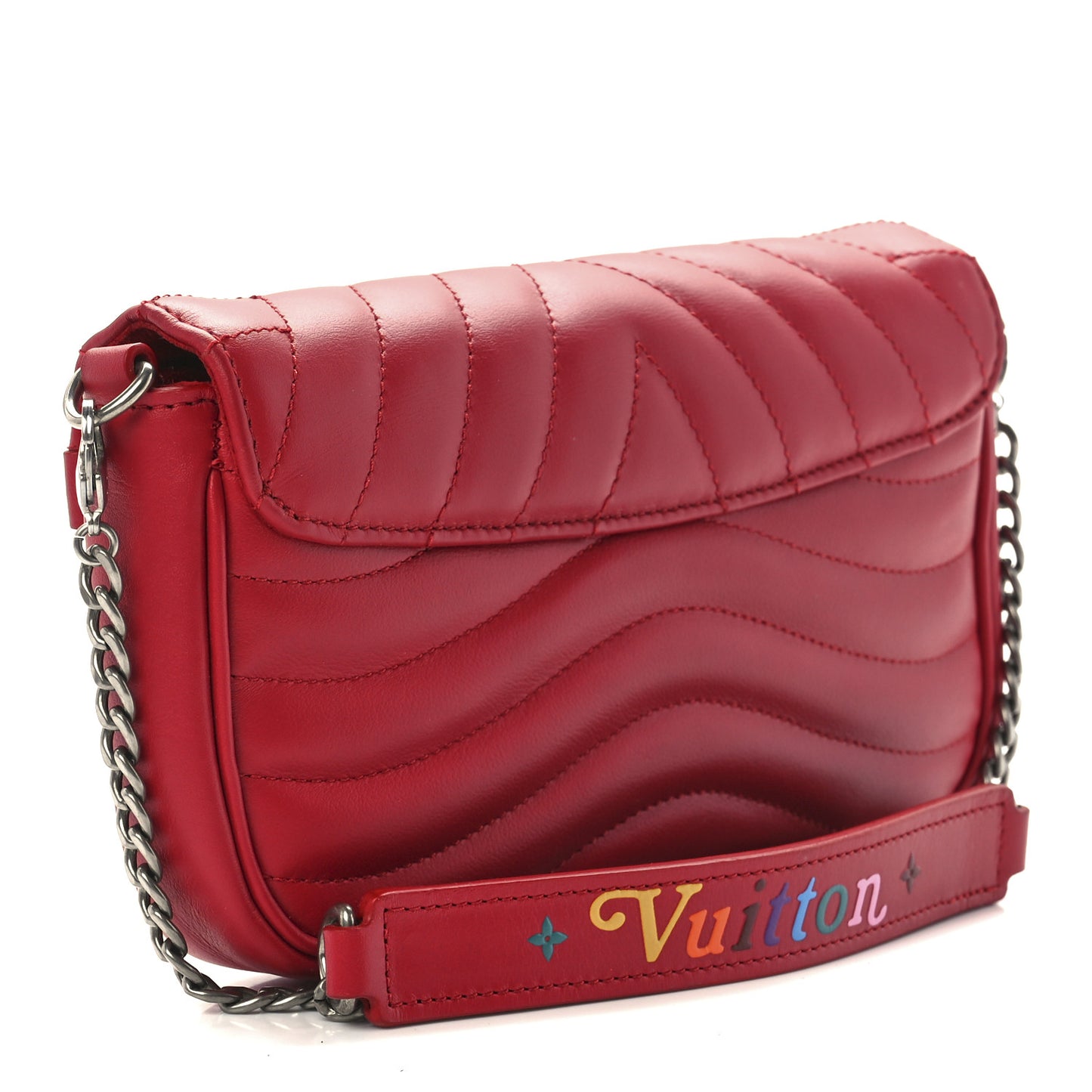 Calfskin New Wave Chain Pochette Scarlet
