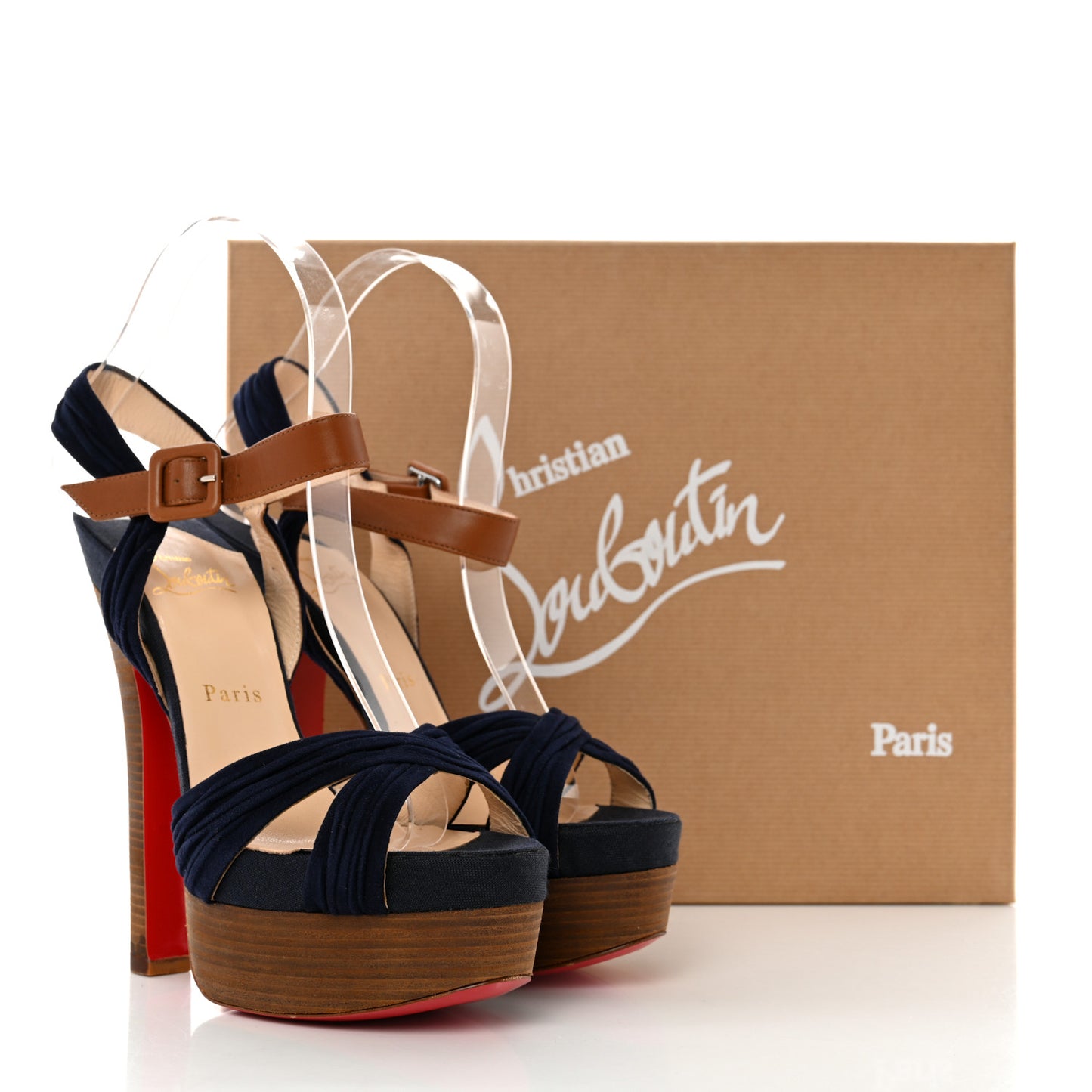 Suede Chouquette 160 Platform Sandals 36.5 Navy