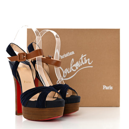 Christian Louboutin Suede Chouquette 160 Platform Sandals 36.5 Navy 8 of 8