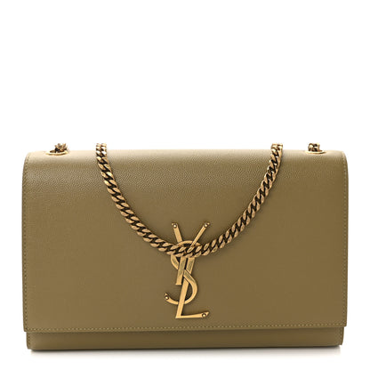 Saint Laurent Grain De Poudre Medium Monogram Kate Satchel Hazel Green 1 of 9