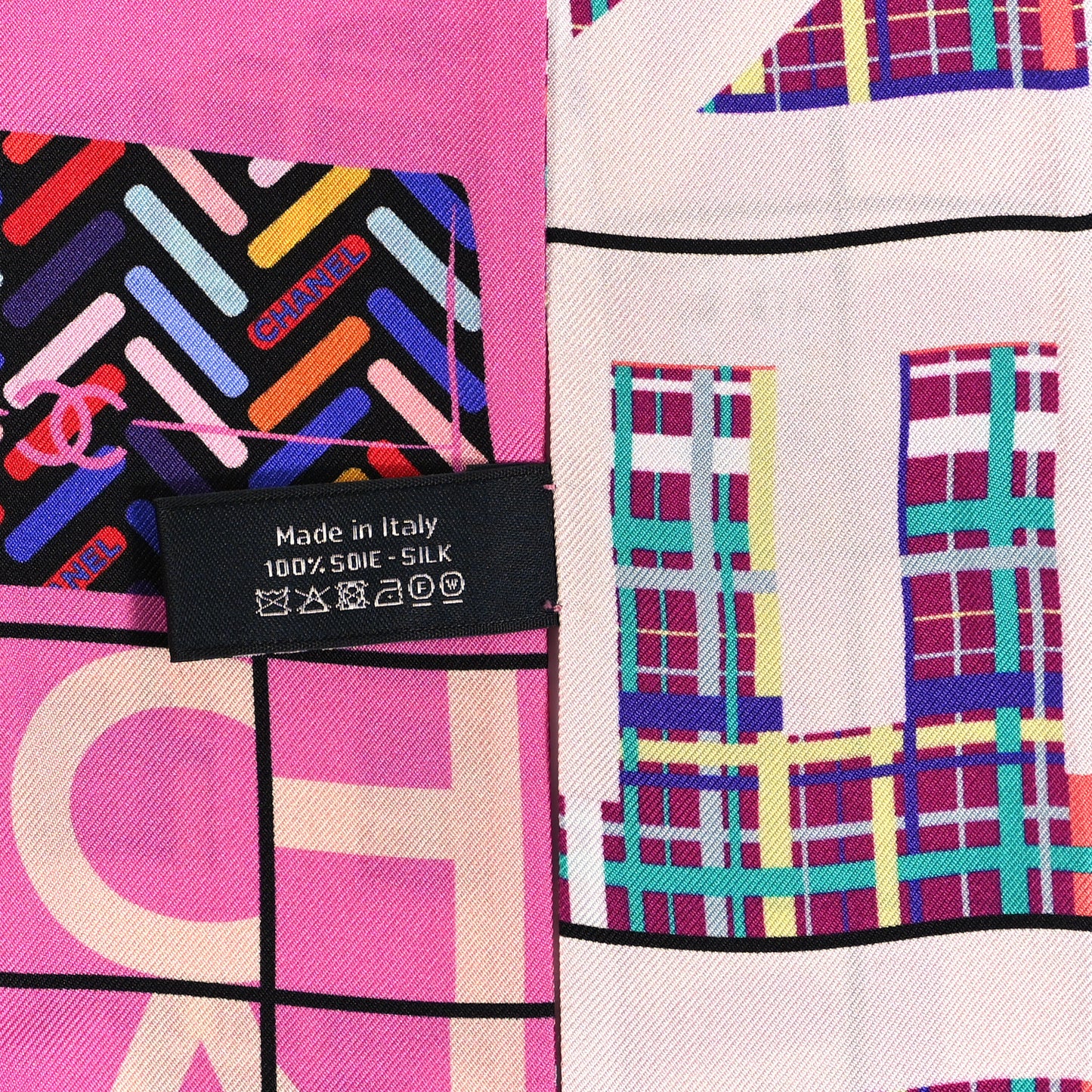 Silk Twill CC Logo Slim Bandeau Pink Multicolor