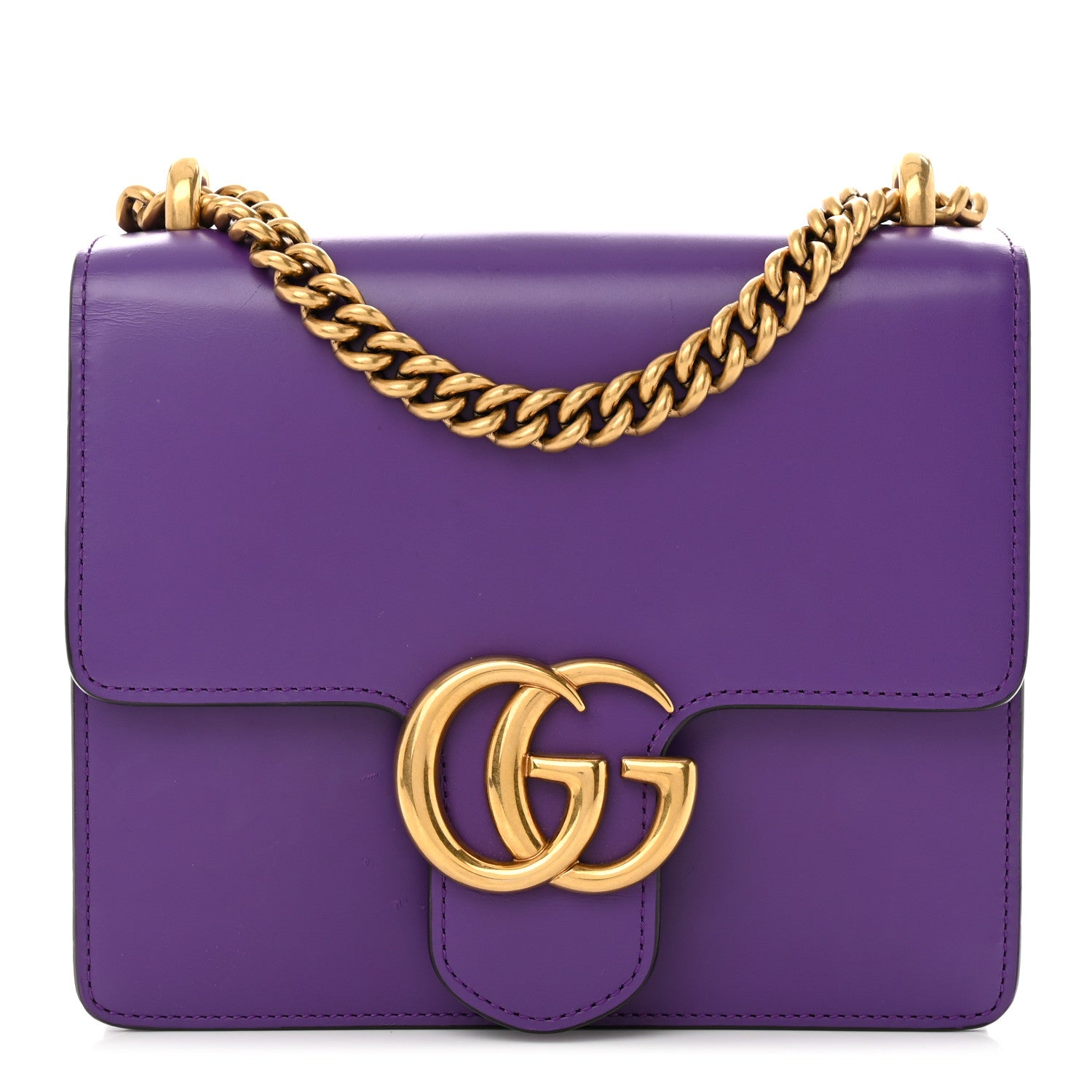 Gucci Knight Calfskin Small GG Marmont Chain Handle Bag Shine Purple 1 of 15