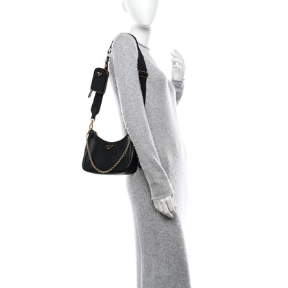 Prada Saffiano Lux Re-Edition 2005 Shoulder Bag Black 2 of 10