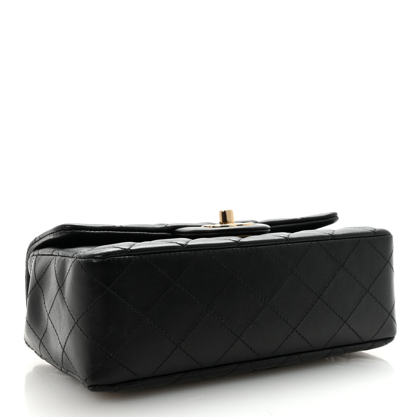 Lambskin Quilted Mini Rectangular Flap Black