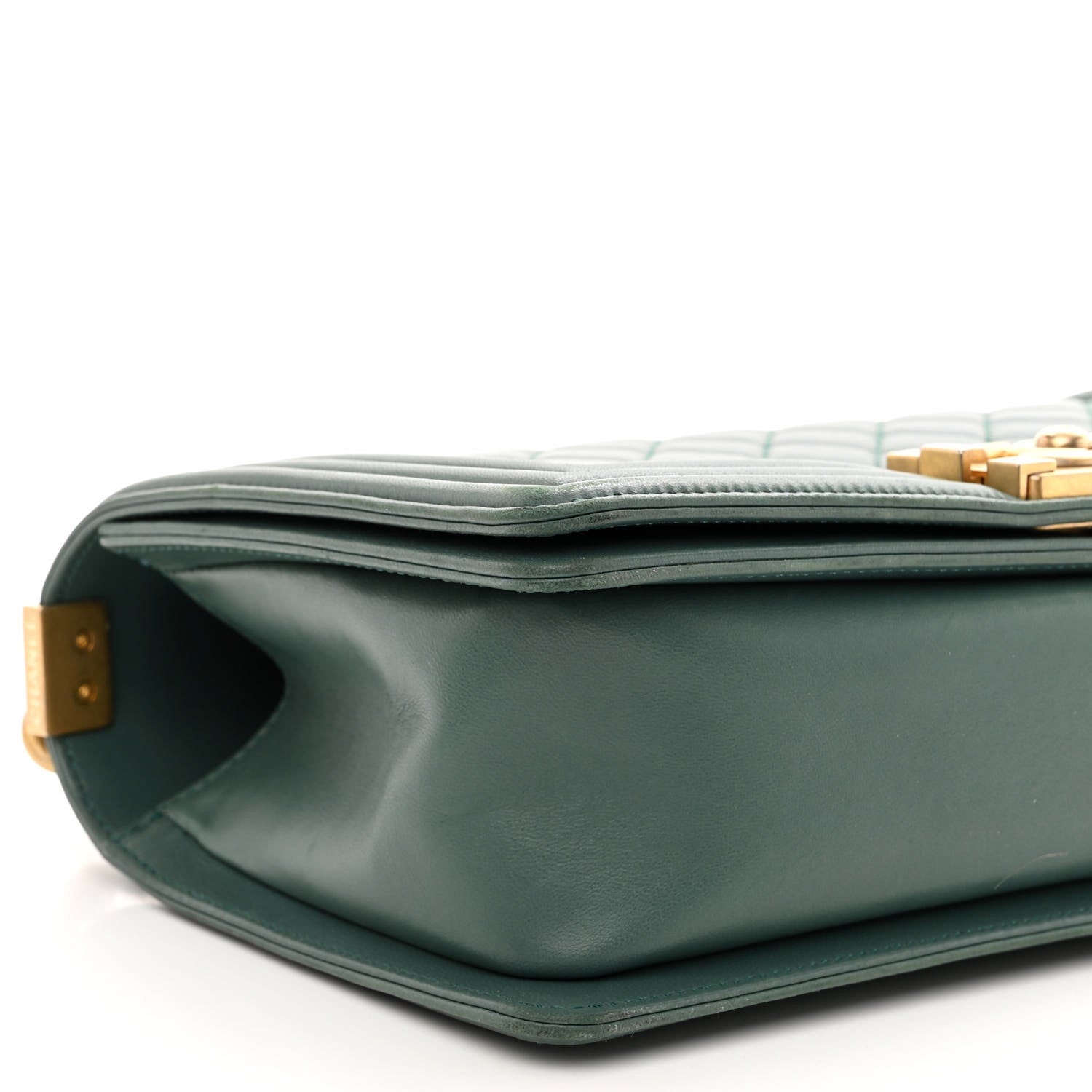 Chanel Calfskin Quilted Medium Boy Flap Dark Green 9 of 10