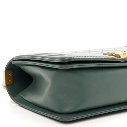 Chanel Calfskin Quilted Medium Boy Flap Dark Green 9 of 10