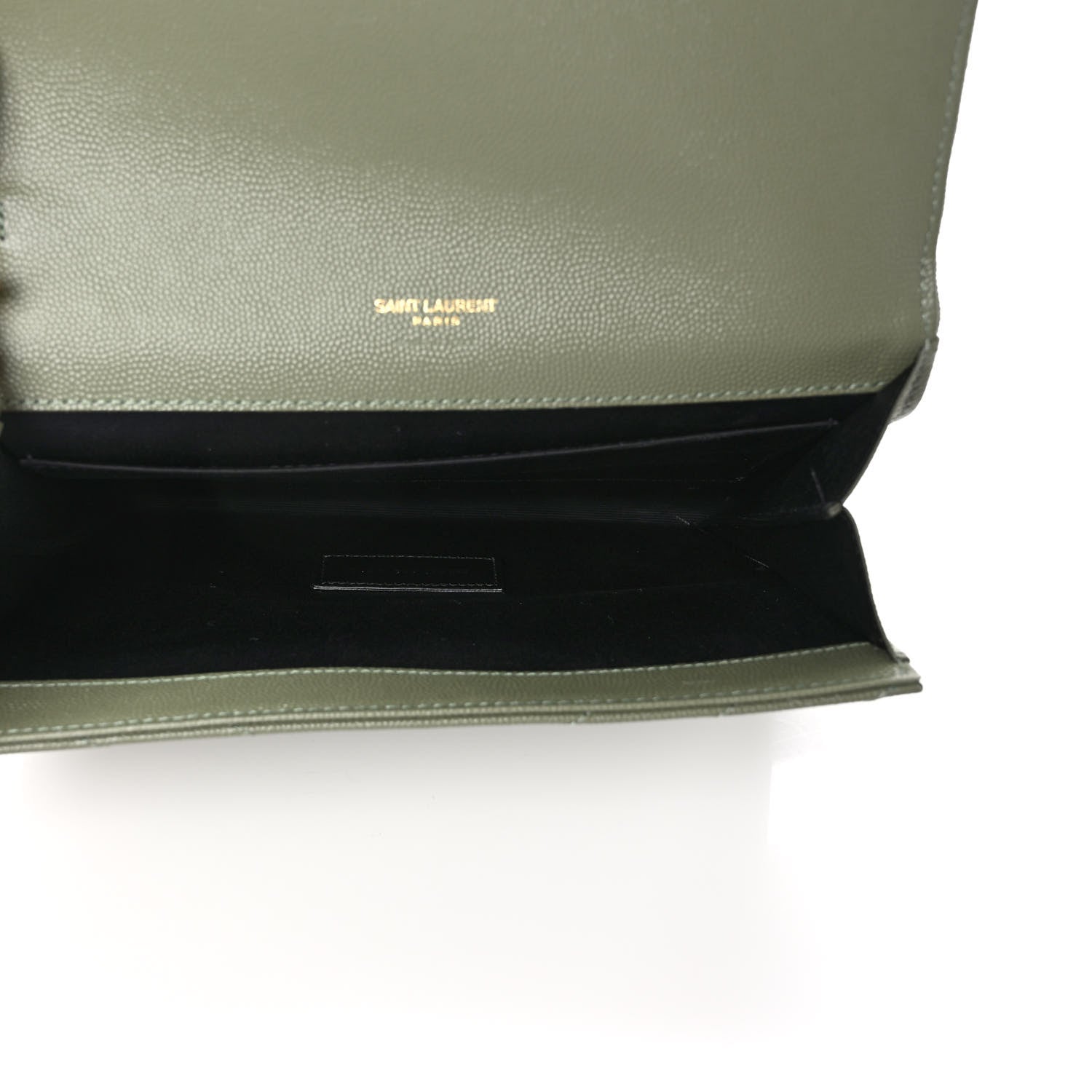 Saint Laurent Grain De Poudre Matelasse Chevron Monogram Envelope Clutch Light Sage 5 of 8