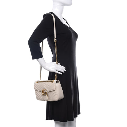 Gucci Calfskin Matelasse Small GG Marmont Shoulder Bag White 2 of 12