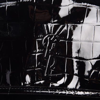 Saint Laurent Patent Crocodile Embossed Lambskin Monogram Baby Niki Chain Satchel Black 7 of 8
