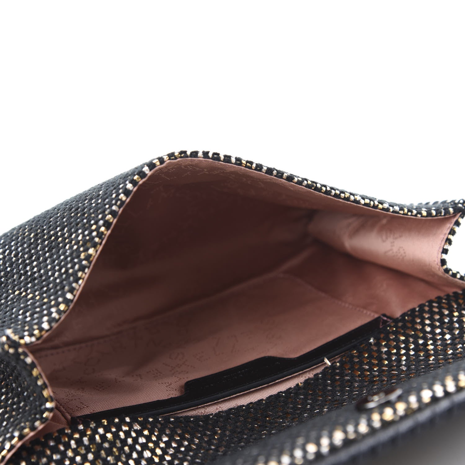 Stella McCartney Metallic Woven Raffia Falabella Mini Crossbody Black Gold 5 of 9