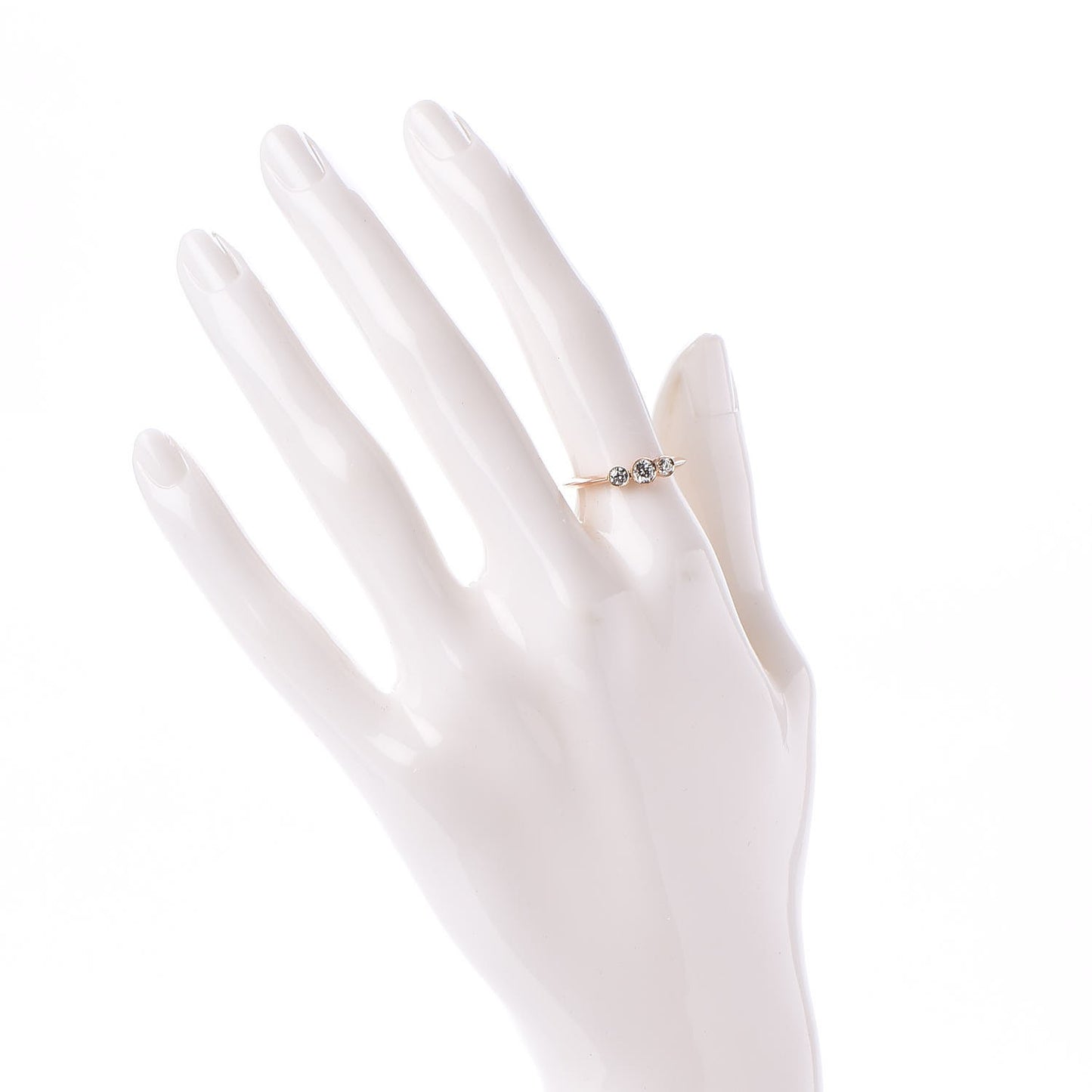18K Rose Gold Diamond Three Stone Milgrain Ring 52 6