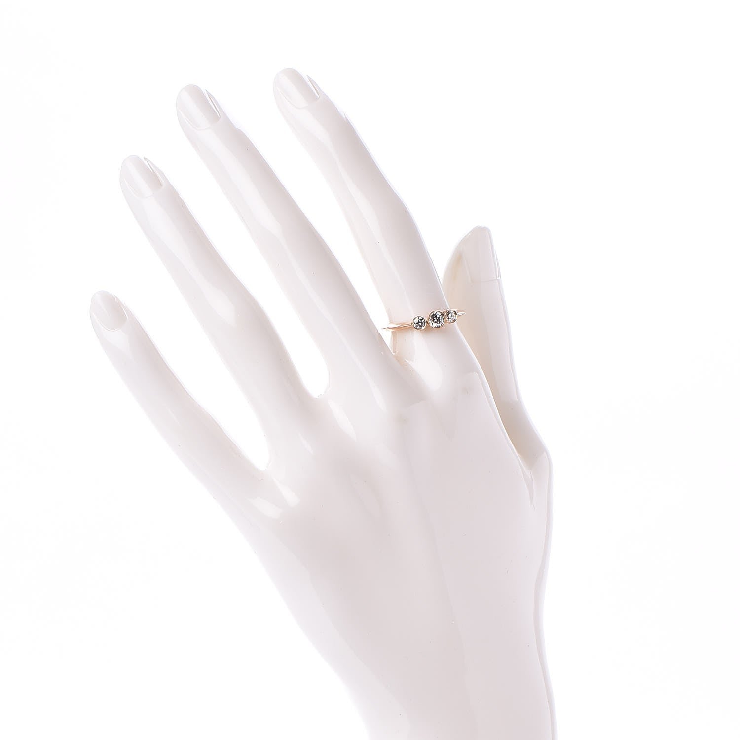 Tiffany 18K Rose Gold Diamond Three Stone Milgrain Ring 52 6 2 of 6