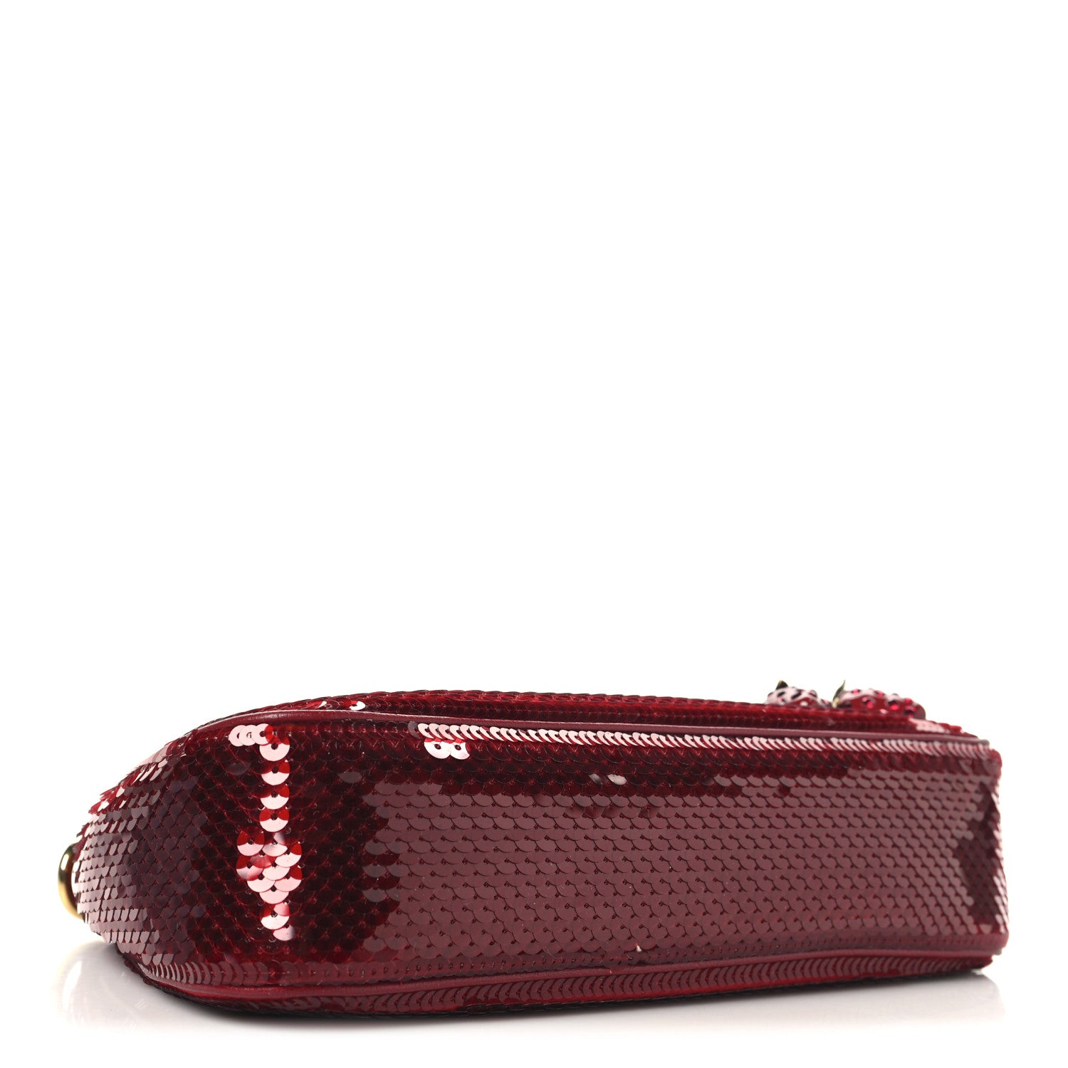 Gucci Sequin Textured Dollar Calfskin Strawberry Small Ophidia GG Handbag Red 4 of 10