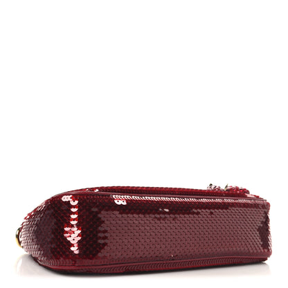 Gucci Sequin Textured Dollar Calfskin Strawberry Small Ophidia GG Handbag Red 4 of 10