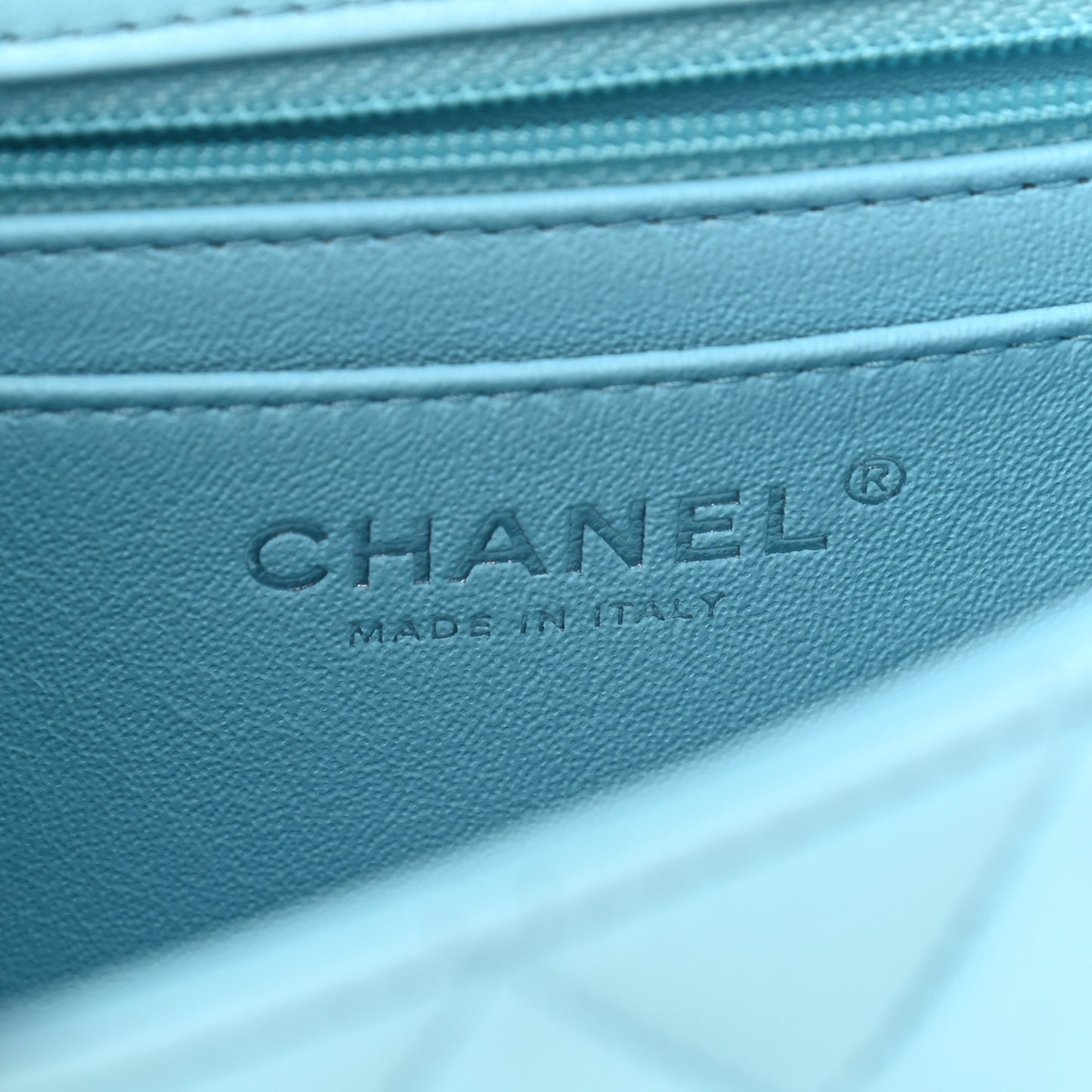 Lambskin Quilted Mini Rectangular Flap Neon Blue