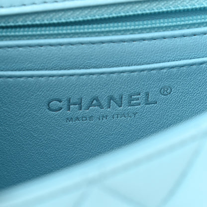 Chanel Lambskin Quilted Mini Rectangular Flap Neon Blue 6 of 9